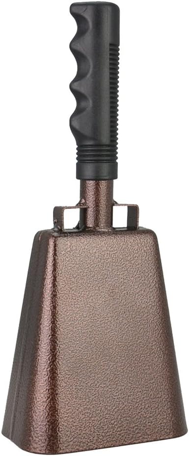 WMM 12 Inch Steel Cowbell with Handle Cheering Bell for Sports Events Large Solid School Bells & Chimes Percussion Musical Instruments Call Bell Alarm(Copper)