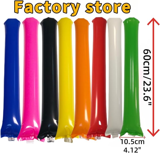48pcs Round Head Boom Sticks Thunder Sticks Cheering Sticks Team Spirit Plastic Cheerleading Spirit Stick Clapper Inflatable Noise Maker Sports Supply (Yellow)