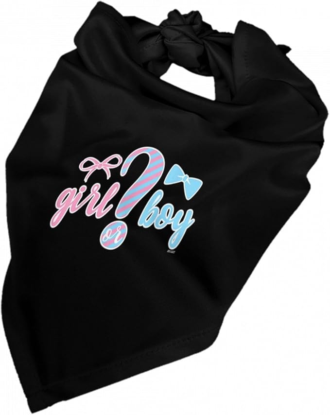 He Or She What Will It Be? Gender Reveal/Baby Announcement Dog Bandana,Pet Neckerchief for Pets Daily Wear Photo Prop Party Supplies (Black)