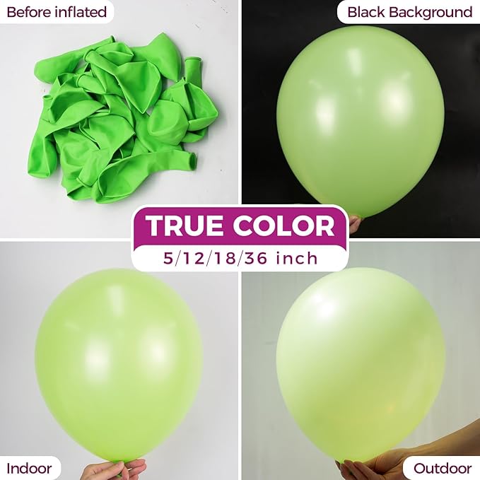 Bezente Lime Green Giant Balloons 36 Inch - 8 Pack Jumbo Green balloons Large Round Light Green Latex Balloons for Birthday Bridal Shower Dinosaur Jungle Party Decoration