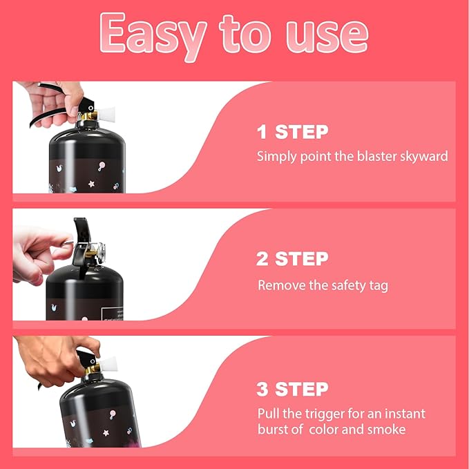 SRG Giant Gender Reveal Fire Extinguisher Color Blaster | 2 Packs Baby Girl Pink Gender Reveal Extinguisher | Pink Smoke for Gender Reveal Party & Ideas - Blasts 20+ Feet (Pink)