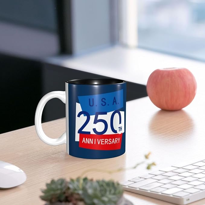 U.S.A. 250TH 250th 11oz Ceramic Mug Cute Coffee Mugs Tea Cup with Handle for Office and Home Gift for Men Women