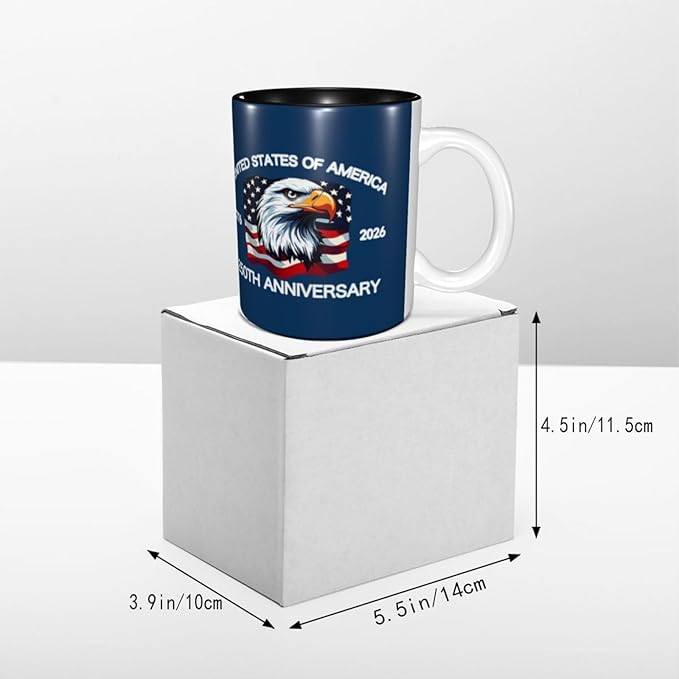 The USA Blue 3 250th 11oz Ceramic Mug Cute Coffee Mugs Tea Cup with Handle for Office and Home Gift for Men Women