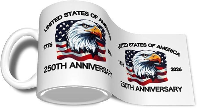 The USA White 3 250th 11oz Ceramic Mug Cute Coffee Mugs Tea Cup with Handle for Office and Home Gift for Men Women
