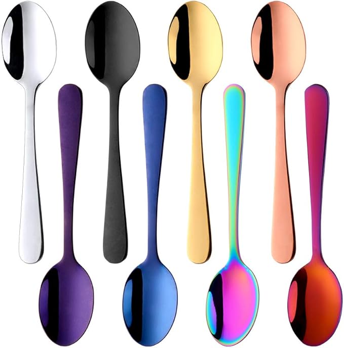 Buyer Star Nice 8-color Teaspoons 5.5-Inch Stainless Steel Mini Coffee Spoons Sugar Demitasse Espresso Spoons
