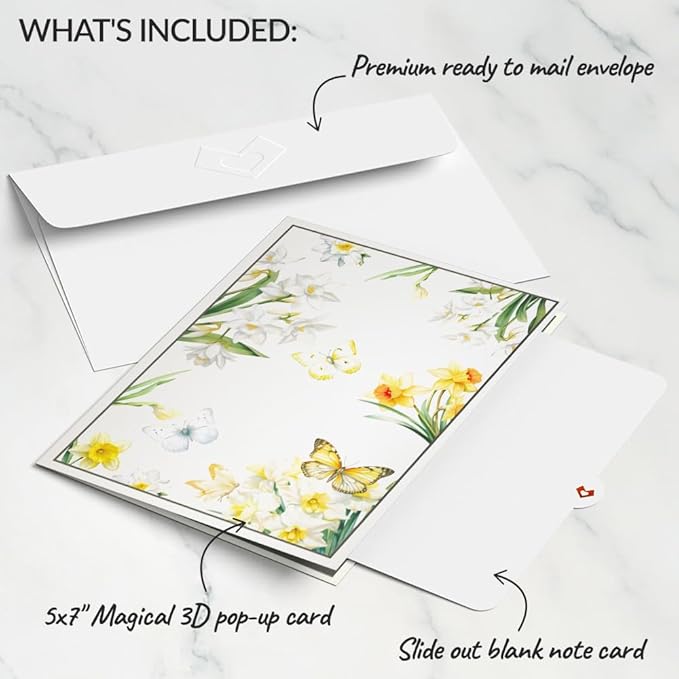 Lovepop Birthday Pop-Up Card for Her and Him - 3D Greeting Cards for Boys, Girls, Men, Women - Born to Bloom: March Birth Month Flowers - 5" x 7" Card - Blank Note Card & Envelope Included