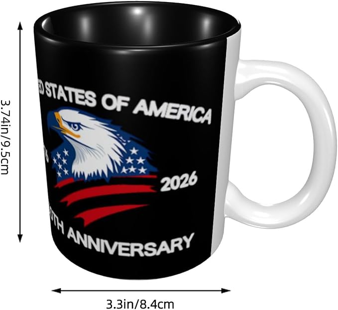 The USA Black 1 250th 11oz Ceramic Mug Cute Coffee Mugs Tea Cup with Handle for Office and Home Gift for Men Women