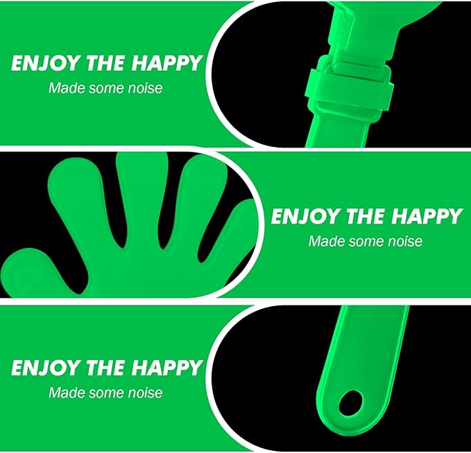 20 Pcs Hand Clappers Noisemakers 7.5 Inch Clappers Noisemakers Plastic Hand Clappers for Birthdays Game Football Sporting Events Cheers Supplies Dance Basketball Football Noisemakers(Green)