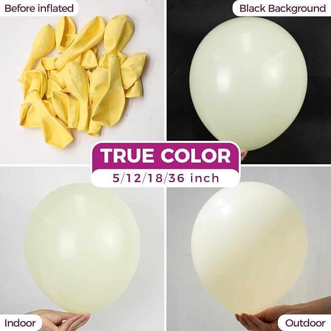 Bezente Pastel Yellow Latex Party Balloons - 100 Pack 12 inch Round Helium Light Yellow Balloons for Birthday Bridal Shower Wedding Sunflower Party Decorations