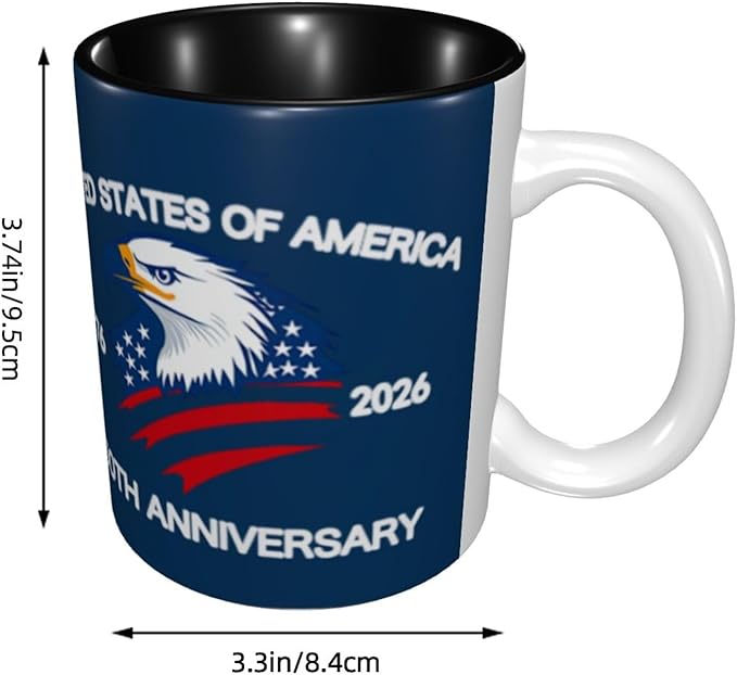 The USA Blue 1 250th 11oz Ceramic Mug Cute Coffee Mugs Tea Cup with Handle for Office and Home Gift for Men Women