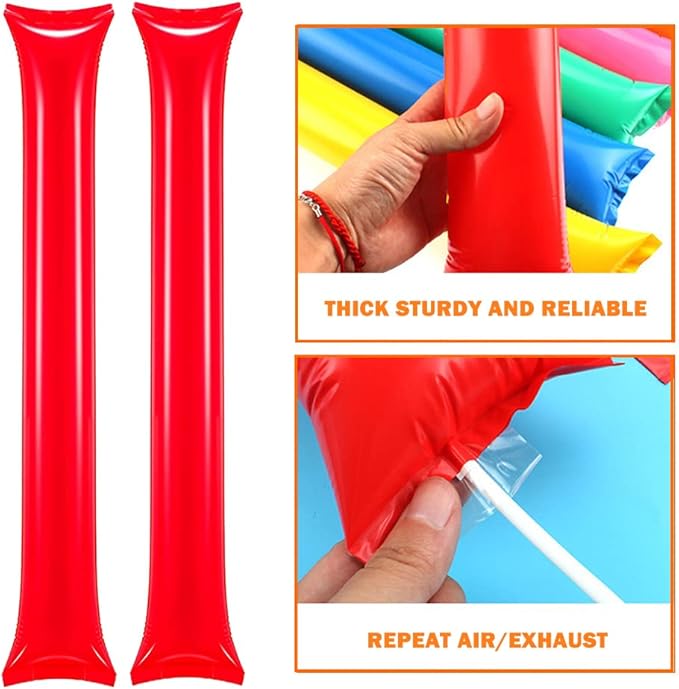 Lovecheer 50PCS Thunder Sticks Thicken Cheering Sticks Plastic Inflatable Noise Makers for Sports Team Spirit Party