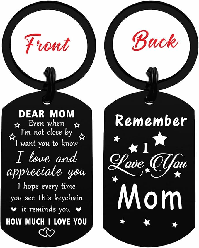 Resdink Happy Mom Christmas Gifts for Women - Remember I Love You Mom Birthday Gifts, Meaningful Mother Keychain Present