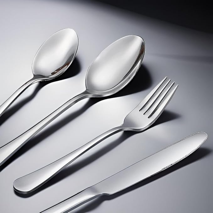 Teaspoon Set,6 Piece 6.7" Spoons Silverware, Premium Food Grade 18/10 Stainless Steel Tea Spoons, Metal Dessert Spoon, Durable Kitchen Spoon Set, Mirror Finish & Dishwasher Safe