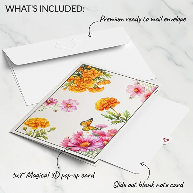 Lovepop Everyday Pop-Up Card for Her and Him - 3D Greeting Cards for Boys, Girls, Men, Women - Born to Bloom: October Birth Month Flowers- 5" x 7" Card - Blank Notecard & Envelope Included