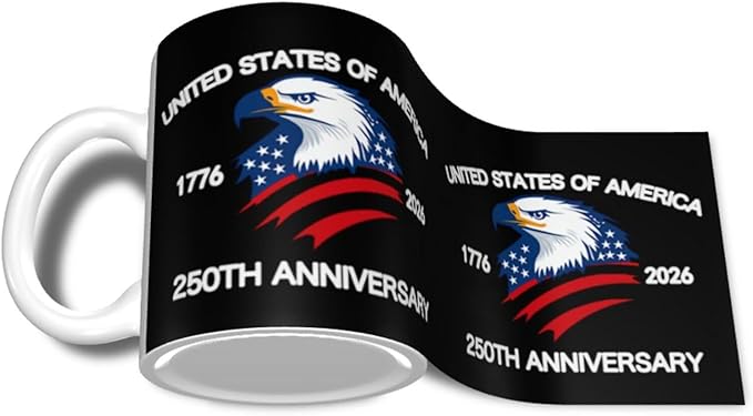 The USA Black 1 250th 11oz Ceramic Mug Cute Coffee Mugs Tea Cup with Handle for Office and Home Gift for Men Women