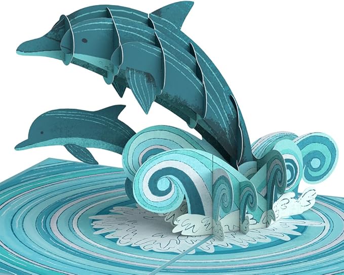 Lovepop Everyday Pop-Up Card for Her and Him - 3D Greeting Cards for Boys, Girls, Men, Women - Playful Dolphins - 5" x 7" Card - Blank Notecard and Envelope Included