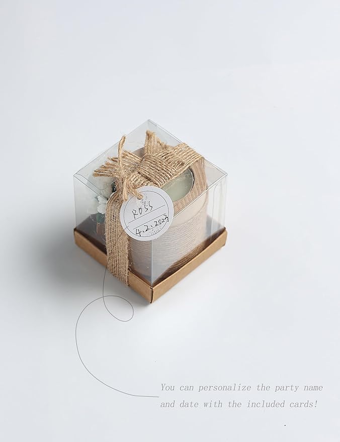 Ju's Favors 10 Piece Set of Wooden Tealight Candle Holders, Wedding Party Guest Favors, Thank You Favors, Guest Return Favors, Bridal Shower, Housewarming Gifts for Guests. (Light Brown+Rose)