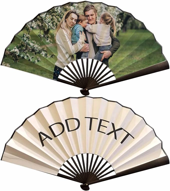 WERWAES Personalized Folding Fan Hand Held Fans Foldable Decorative Custom Photo Folding Fans for Wedding Dancing Saloon Cosplay Party Props