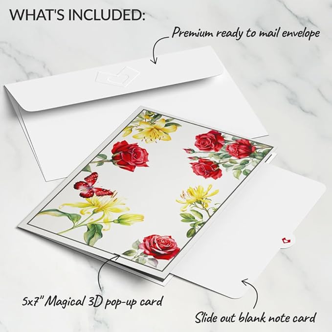 Lovepop Birthday Pop-Up Card for Her and Him - 3D Greeting Cards for Boys, Girls, Men, Women - Born to Bloom: June Birth Month Flowers - 5" x 7" Card - Blank Notecard and Envelope Included