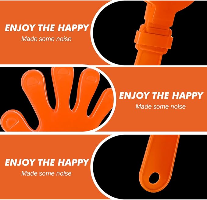 20 Pcs Hand Clappers Noisemakers 7.5 Inch Clappers Noisemakers Plastic Hand Clappers for Birthdays Game Football Sporting Events Cheers Supplies Dance Basketball Football Noisemakers(Orange)