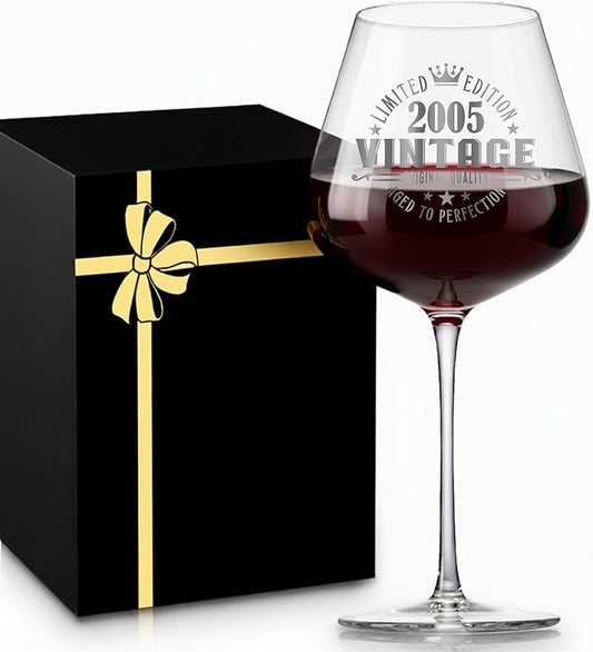 Crystal Burgundy Wine Glasses Cup Red Long Stem White Personalized Cute Large Women 21st Birthday Gifts for Her 21 Years Old Best Vintage 2005 Funny Cool Friend Gift Unique Birthday Party Decorations