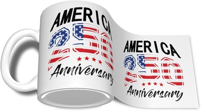 USA 250TH 2 250th 11oz Ceramic Mug Cute Coffee Mugs Tea Cup with Handle for Office and Home Gift for Men Women
