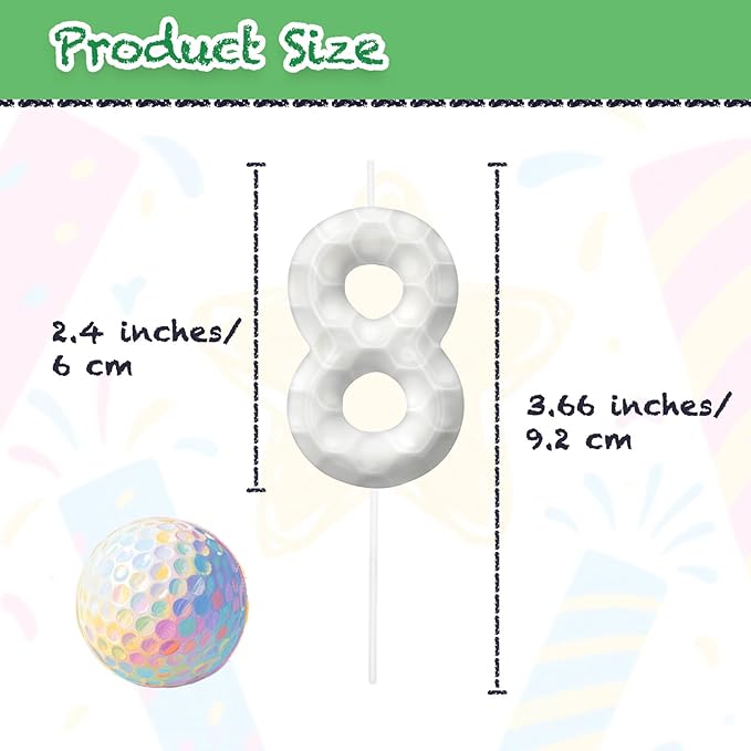 Golf Number 80 Birthday Candles, Golf Themed Cake Topper for Boys Girls, Cake Decorations for Birthdays, Sports Theme Party Supplies, Candles for Party Decorations