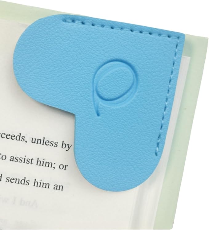 MOTEERLLU Personalized Leather Heart Bookmark with Initials, Handmade, Letter Cute Custom Corner Book Marks for Reading Women, Teachers, Students, Book Lovers, Book Accessories(Blue,Q)