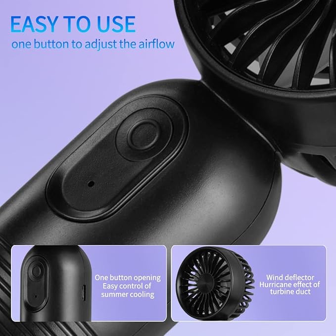 Mini Portable Fan 3 Pack, Cute Handheld Battery Operated Lightweight Small Personal Fans with 3 Speeds and USB Rechargeable Eyelash Fan for Stylish Girl Kids Women Men Office Outdoor Travel Camping