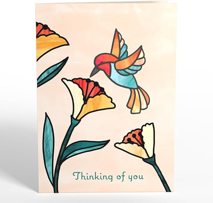 Lovepop Suncatcher Card for Her and Him - 3D Everyday Greeting Cards for Boys, Girls, Men, Women, Son, Daughter - Thinking of You Hummingbird - 5" x 7" Card - Blank Note Card & Envelope Included