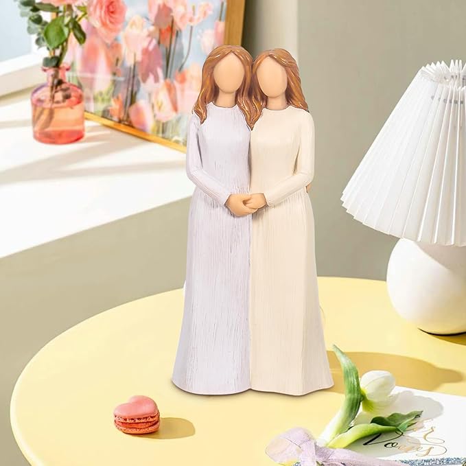 Sister Figurines, Love My Sisters Friends Forever, 2 Women 6.2” Sculpted Hand-Painted Figures Gifts for Christmas Birthday (Sister)