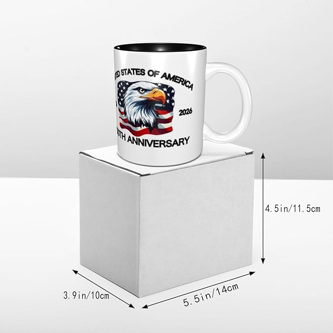 The USA White 3 250th 11oz Ceramic Mug Cute Coffee Mugs Tea Cup with Handle for Office and Home Gift for Men Women
