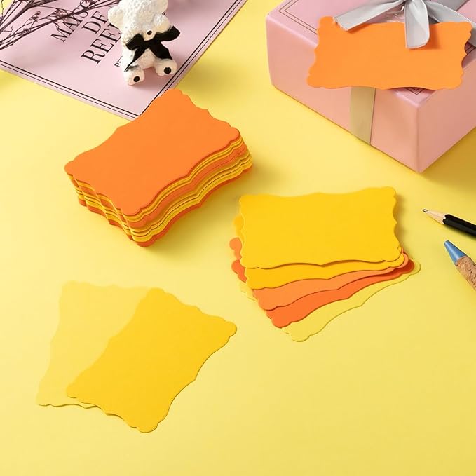 120 Pieces Small Mini Business Cards Vintage Assorted Colors Blank Note Gift for Business Cards, Gift (5 Yellow)