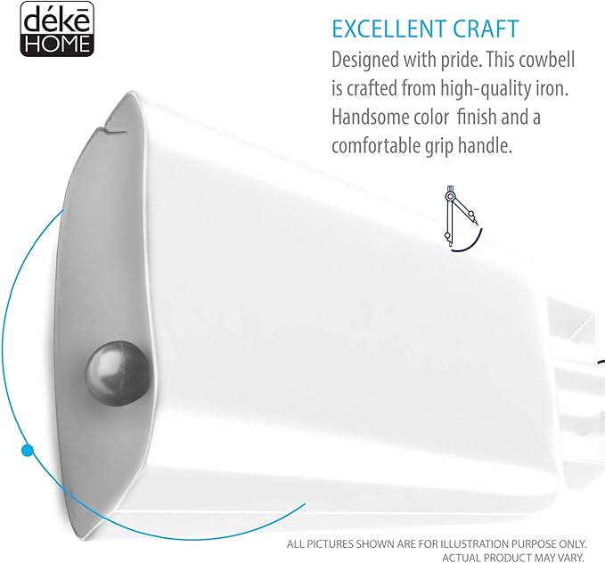 Deke Home - 2 Pack 10 Inch Steel Cowbells with Handle, Loud Noise Makers for Football, Sports, Parties, Competitions, School Spirit & Safety, Large Hand Bell for Cheering & Percussion Instrument