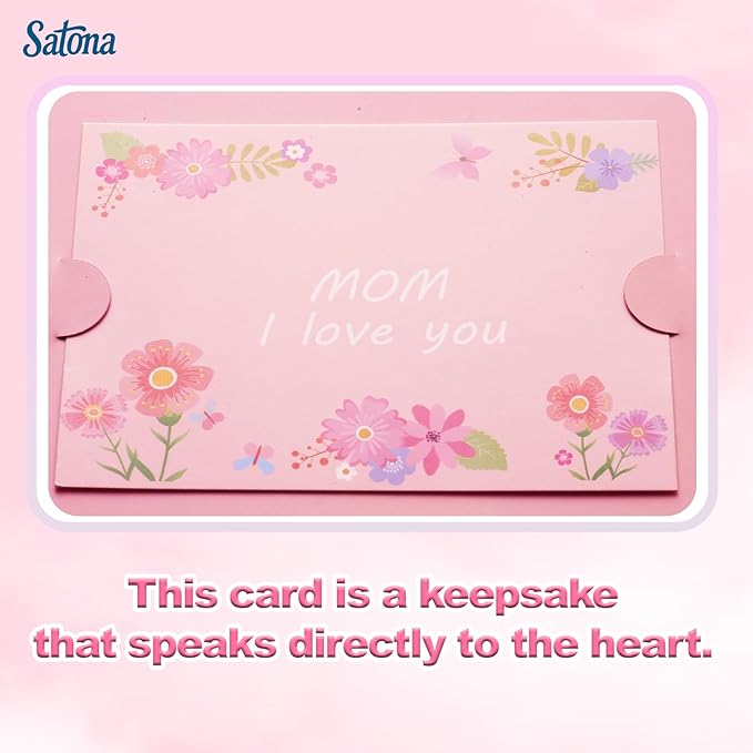 SATONA 3D Mother Pop-Up Greeting Card, Elegant Floral Scene, Includes Envelope & Message Card, Perfect for Mothers, Wives, Grandmas, or a Special Occasion (Mom I Love You)