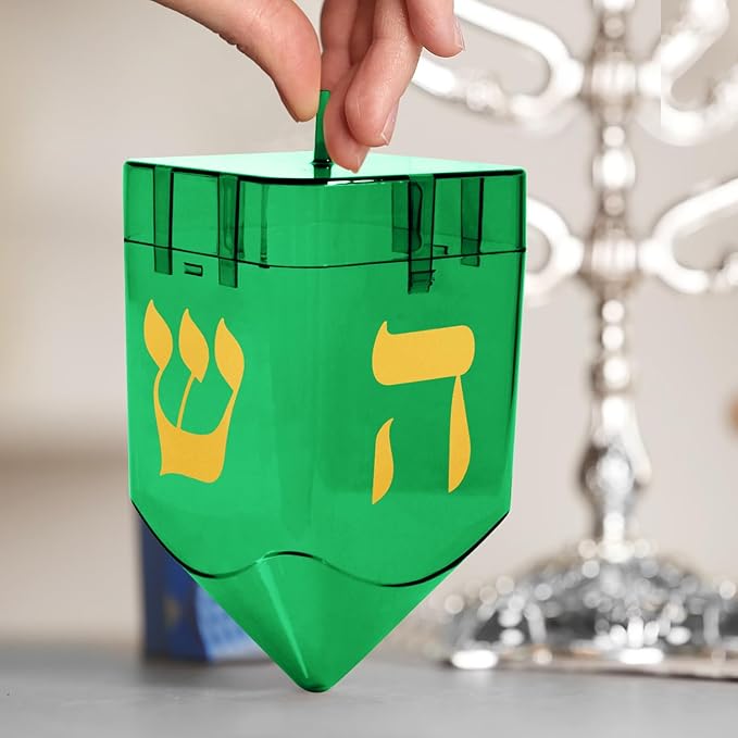 Large Fillable Dreidels for Hanukkah, Pack of 4 Plastic Dreidels Bulk, Assorted Colors Large Dreidels That Bring Joy and Tradition to Every Celebration