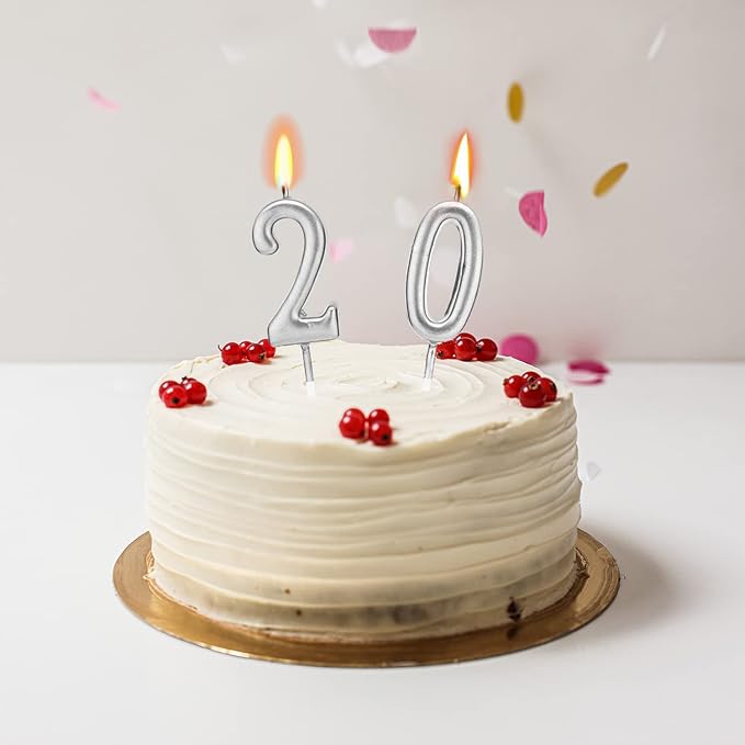 10-Piece Number Birthday Candles - Glitter Cake Topper Decoration for Birthday and Wedding Parties