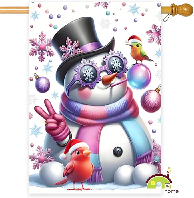 Winter Snowman Garden Flags 28X40 Double sided, winter funny Christmas flags, holiday yard flags Outdoor Lawn Farmhouse Decoration