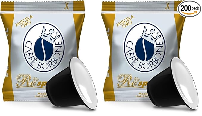Caffè Borbone Respresso Espresso 100 Capsules - Miscela Oro (Gold) - Compatible with Nespresso® Original Line Machines (Pack of 2)