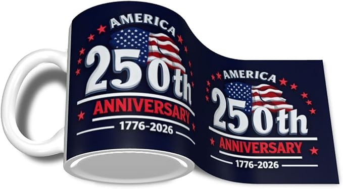 USA Flag 4 250th 11oz Ceramic Mug Cute Coffee Mugs Tea Cup with Handle for Office and Home Gift for Men Women