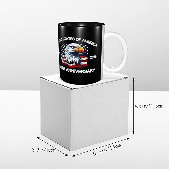 The USA Black 3 250th 11oz Ceramic Mug Cute Coffee Mugs Tea Cup with Handle for Office and Home Gift for Men Women