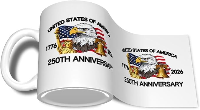 The USA White 2 250th 11oz Ceramic Mug Cute Coffee Mugs Tea Cup with Handle for Office and Home Gift for Men Women