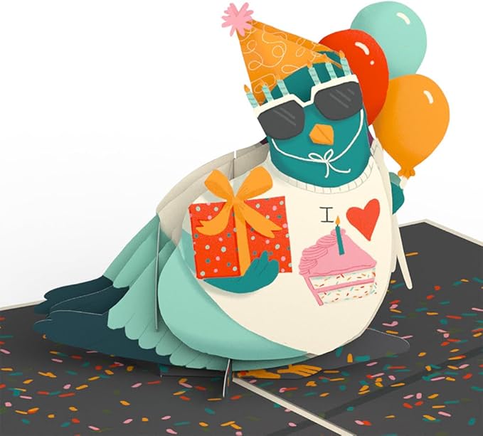 Lovepop Birthday Pop-Up Card for Her and Him - 3D Greeting Cards for Boys, Girls, Men, Women - ‘That’s Coo’ Funny Pigeon - 5" x 7" Card - Blank Notecard and Envelope Included