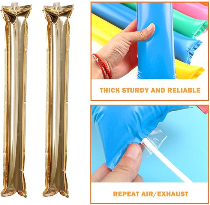 Lovecheer 50PCS Thunder Sticks Thicken Cheering Sticks Plastic Inflatable Noise Makers for Sports Team Spirit Party