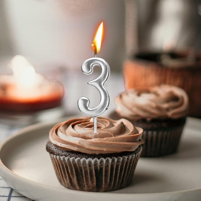 10-Piece Number Birthday Candles - Glitter Cake Topper Decoration for Birthday and Wedding Parties
