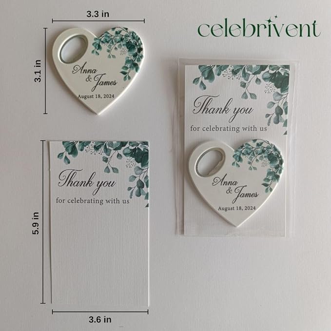 50 Pcs Wedding Favors for Guests,Hearts Shape Bottle Opener, Personalized Party Favors in Bulk, Wedding Favor Guest
