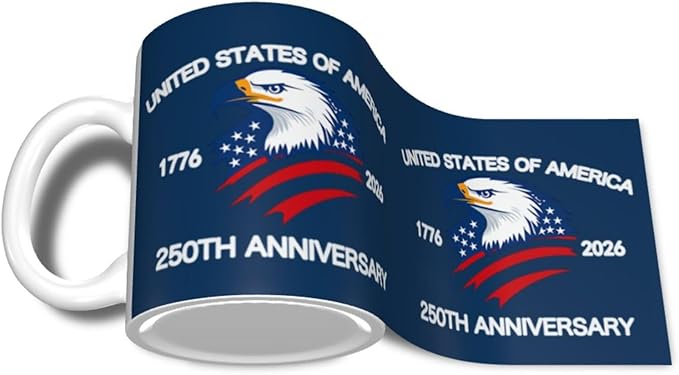 The USA Blue 1 250th 11oz Ceramic Mug Cute Coffee Mugs Tea Cup with Handle for Office and Home Gift for Men Women