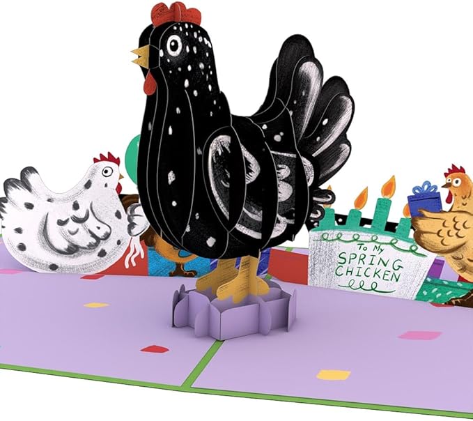 Lovepop Chicken Funny Birthday Card for him for her, Happy Birthday To My Spring Chicken, 5" x 7" Premium pop-up