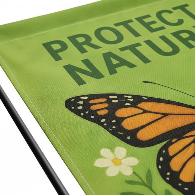 FLAGMEUP8386 Welcome Monarch Butterfly Garden Flag 12x18 Inch Double-Sided Polyester Yard Banner with Nature Message, Outdoor Patriotic Seasonal Decoration for Garden, Porch, Lawn
