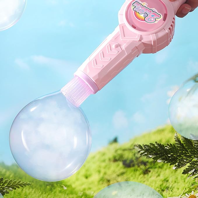 Puffpop Bubble Maker, Rechargeable Bubble Blower Machine with Gloves, Elastic Bubbles Fog Wand, Colorful Lights & Music, Bubbles Fog Game for Parties, Beaches Summer